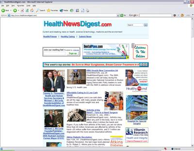 Screenshot Of Work Done For HealthNewsDigest.com